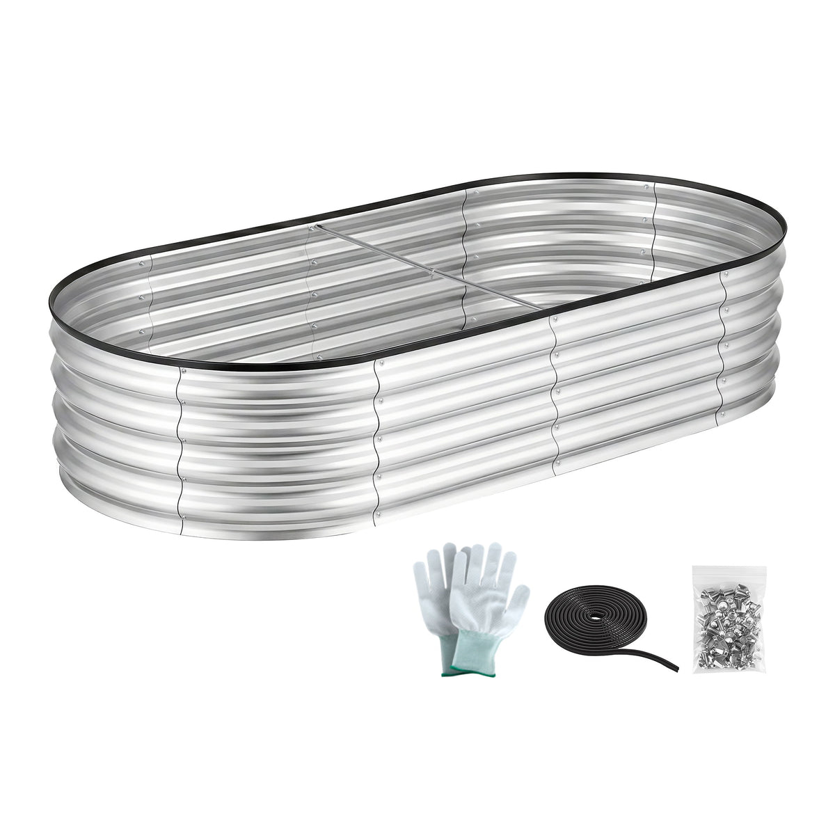 Galvanised Raised Garden Bed Oval Metal Planter 150x70cm | HomeAndLiving