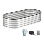 Galvanised Raised Garden Bed Oval Metal Planter 150x70cm | HomeAndLiving