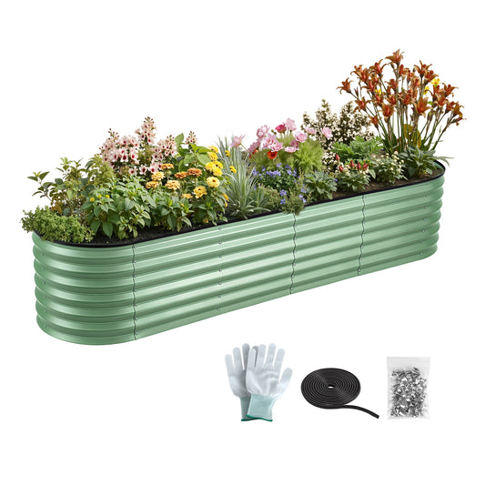 Oval Raised Garden Bed Galvanised Steel 240x60cm | HomeAndLiving