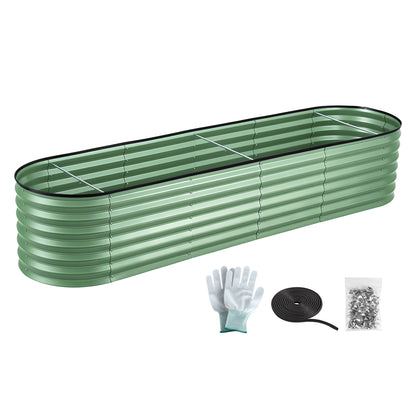 Oval Raised Garden Bed Galvanised Steel 240x60cm | HomeAndLiving