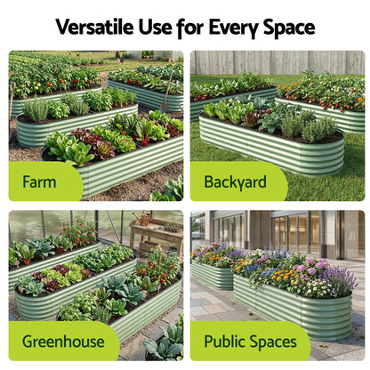 Oval Raised Garden Bed Galvanised Steel 240x60cm | HomeAndLiving