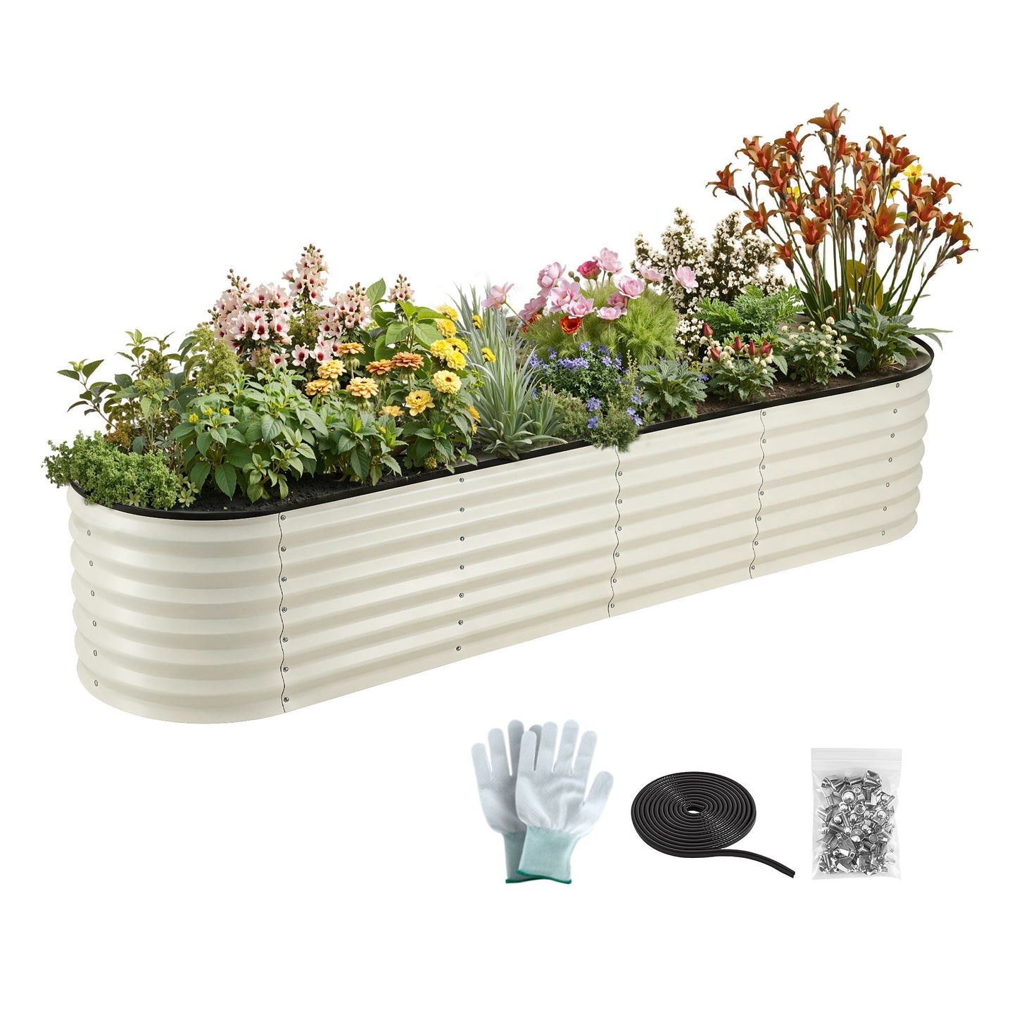 Oval Raised Garden Bed Galvanised Steel 240x60cm | HomeAndLiving