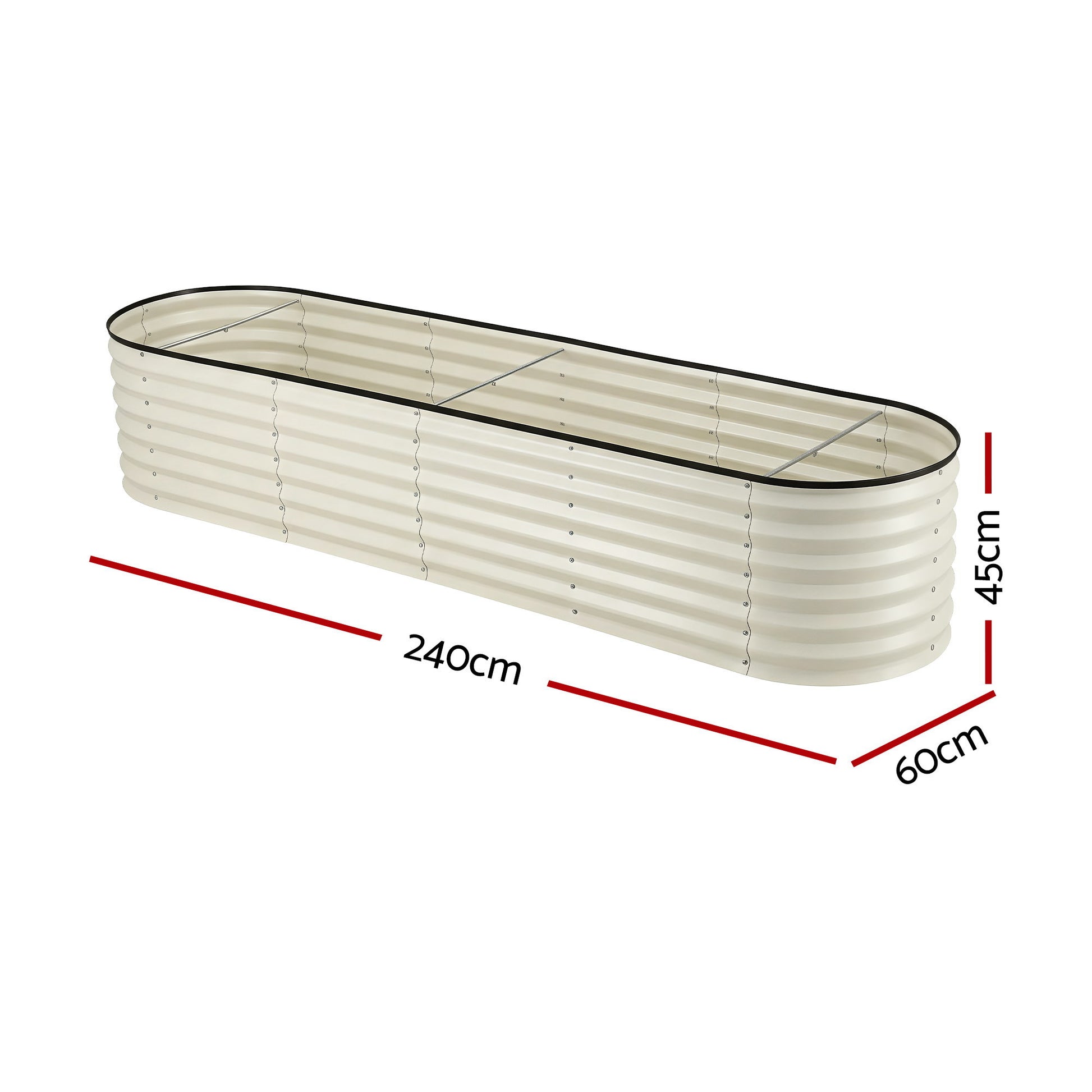 Oval Raised Garden Bed Galvanised Steel 240x60cm | HomeAndLiving