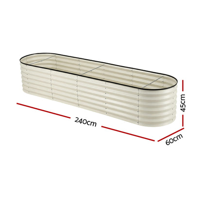 Oval Raised Garden Bed Galvanised Steel 240x60cm | HomeAndLiving