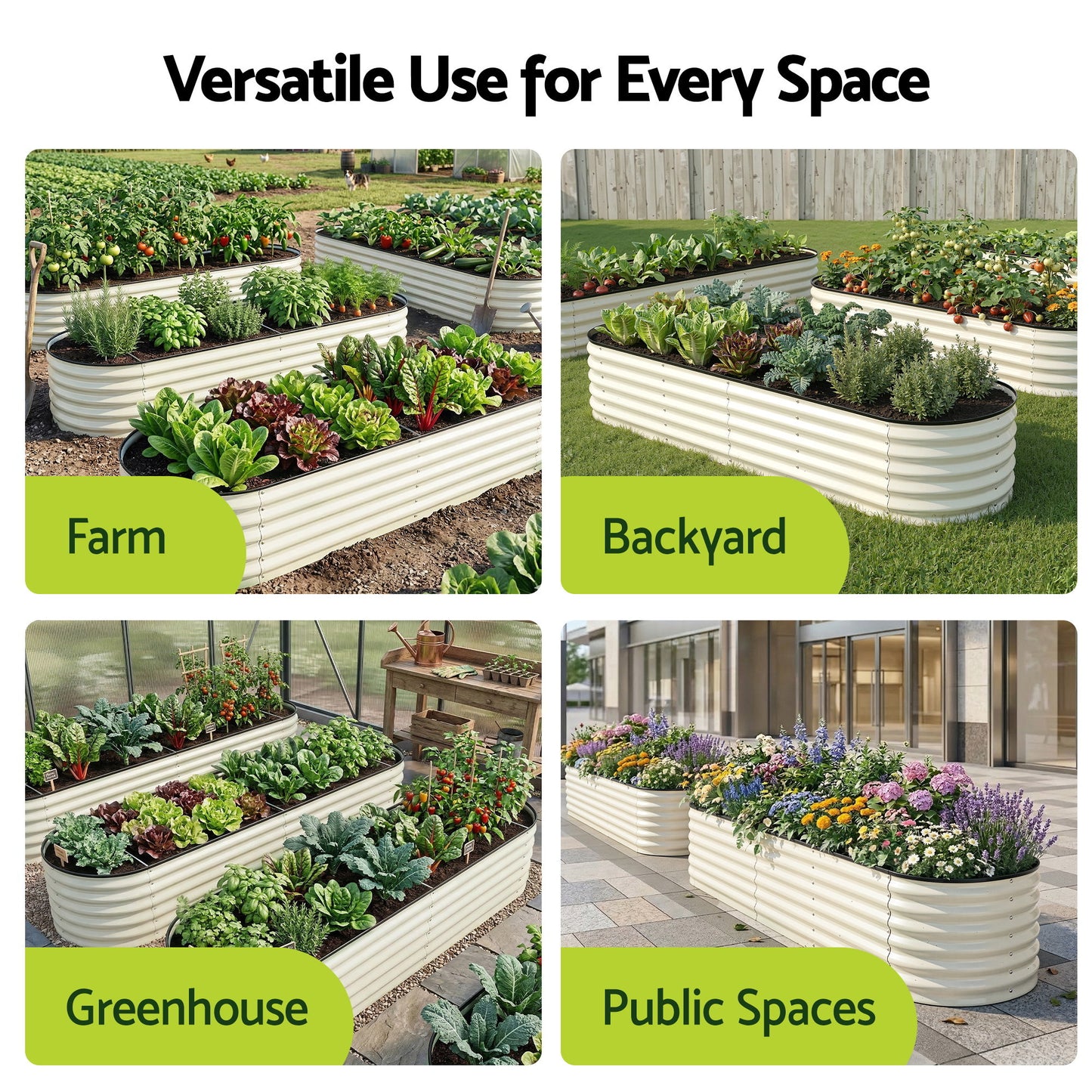 Oval Raised Garden Bed Galvanised Steel 240x60cm | HomeAndLiving