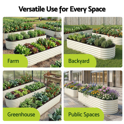 Oval Raised Garden Bed Galvanised Steel 240x60cm | HomeAndLiving