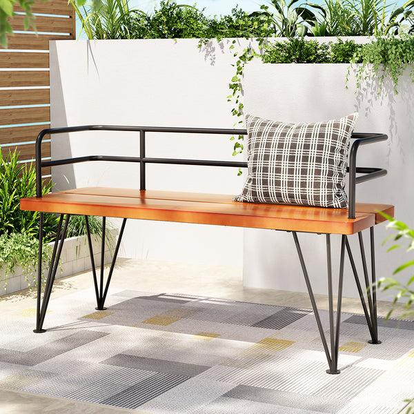  Outdoor Garden Bench - Wooden Steel