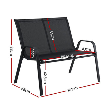 Outdoor Bench Steel Frame 101x68x88cm