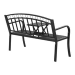 Outdoor Garden Bench Seat Loveseat Steel Foldable Table Patio Furniture Black