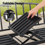 Outdoor Garden Bench Seat Loveseat Steel Foldable Table Patio Furniture Black