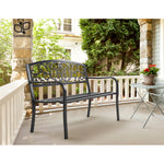 Outdoor Garden Bench Seat Steel Outdoor Furniture 3 Seater Park Black