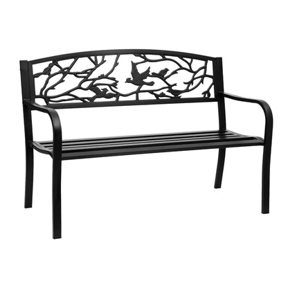 Outdoor Bench Black Steel 127.5x52.5x81.5cm