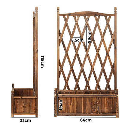 2pc Wooden Garden Bed with Trellis-Aluminium grey