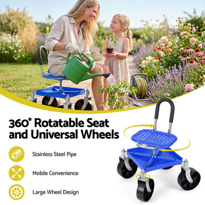 Rolling Garden Stool 360 Swivel Adjustable | HomeAndLiving - 5