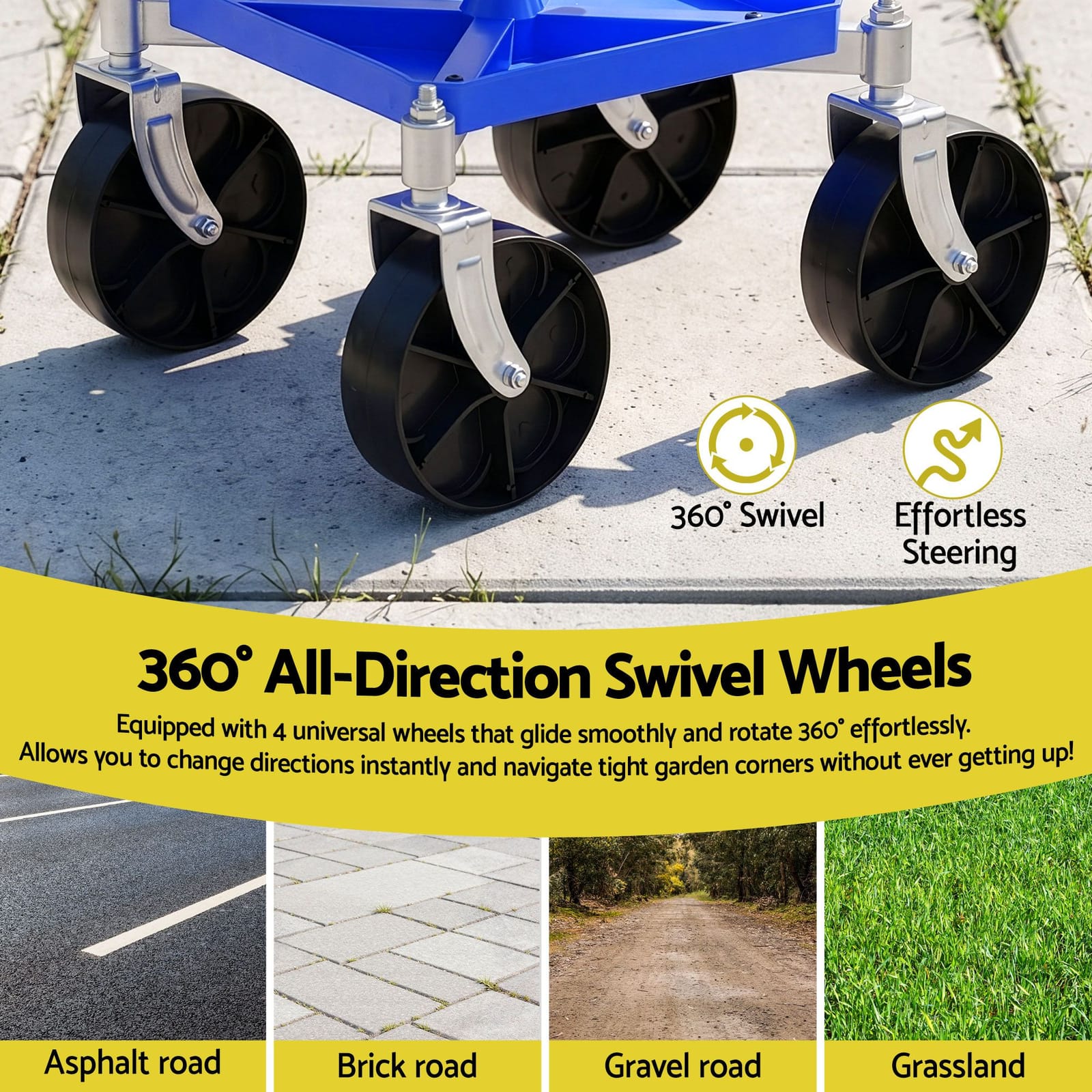 Rolling Garden Stool 360 Swivel Adjustable | HomeAndLiving - 6