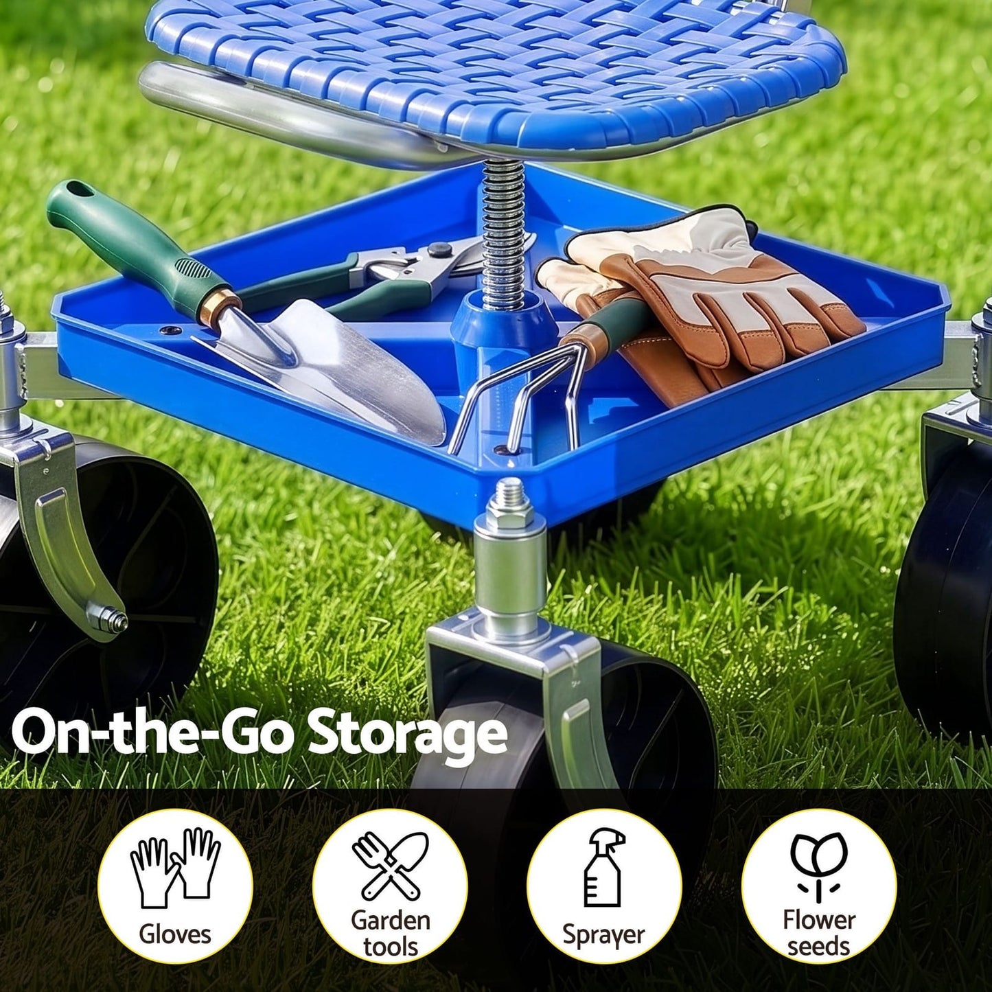 Rolling Garden Stool 360 Swivel Adjustable | HomeAndLiving - 7
