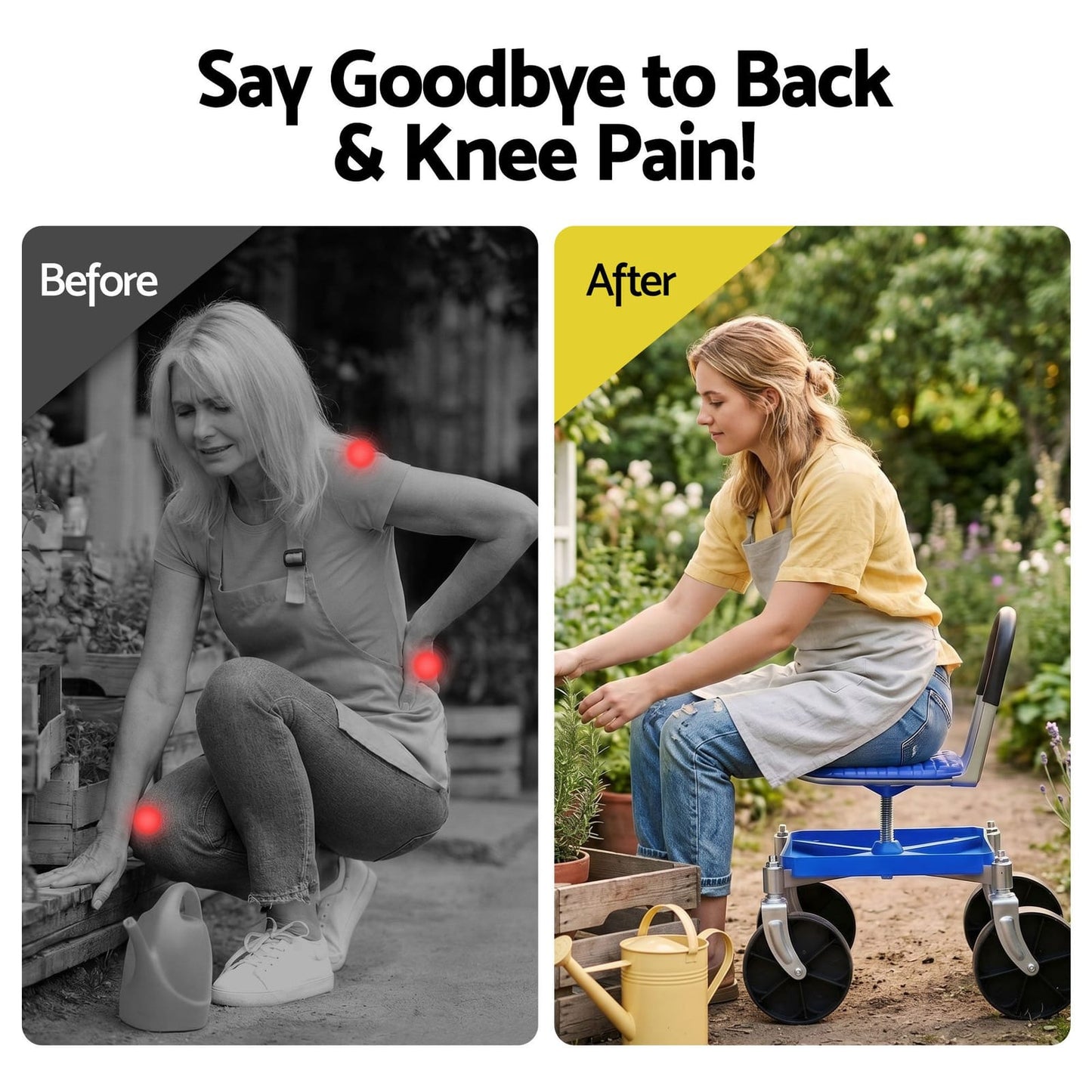 Rolling Garden Stool 360 Swivel Adjustable | HomeAndLiving - 10