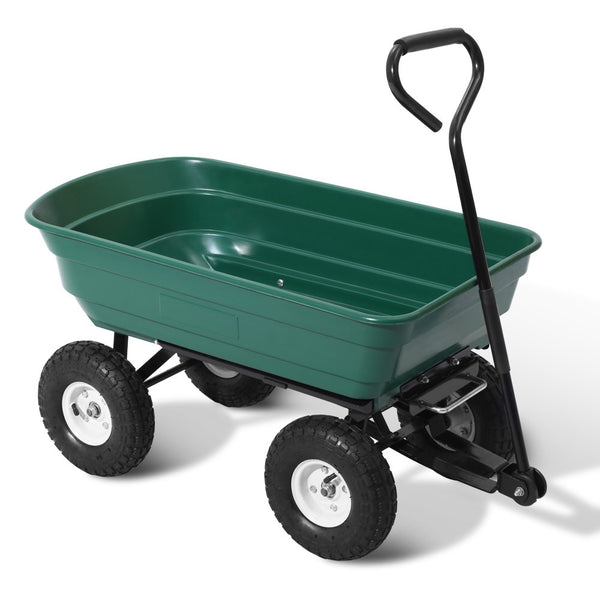  Garden Cart Dump 270Kg Hand Trailer Trolley Wagon Wheelbarrow Pull 75L