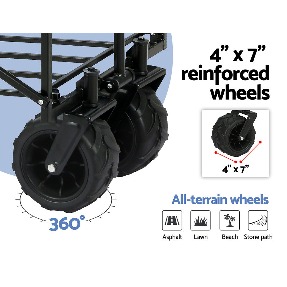Garden Cart Folding 120Kg Trolley Camping Wagon Barrow Outdoor Beach