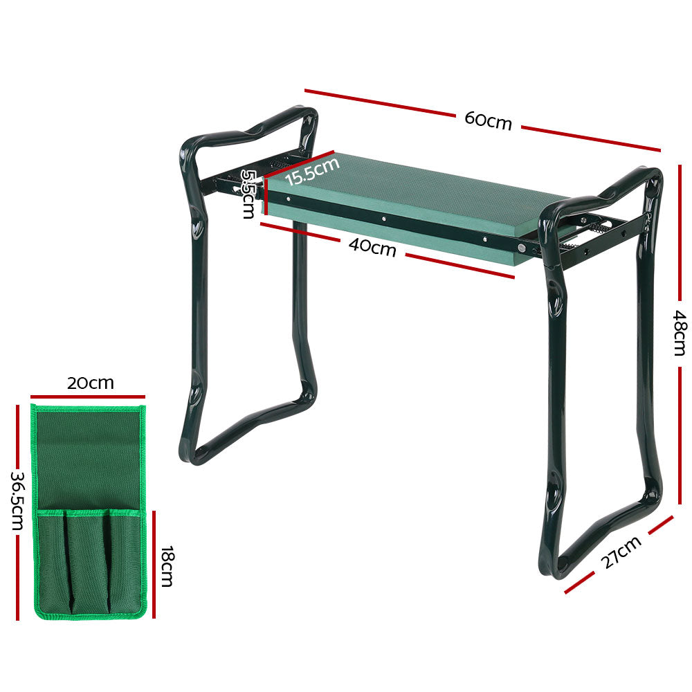 Garden Kneeler 3-In-1 Padded Seat Stool Outdoor Bench Knee Pad Foldable