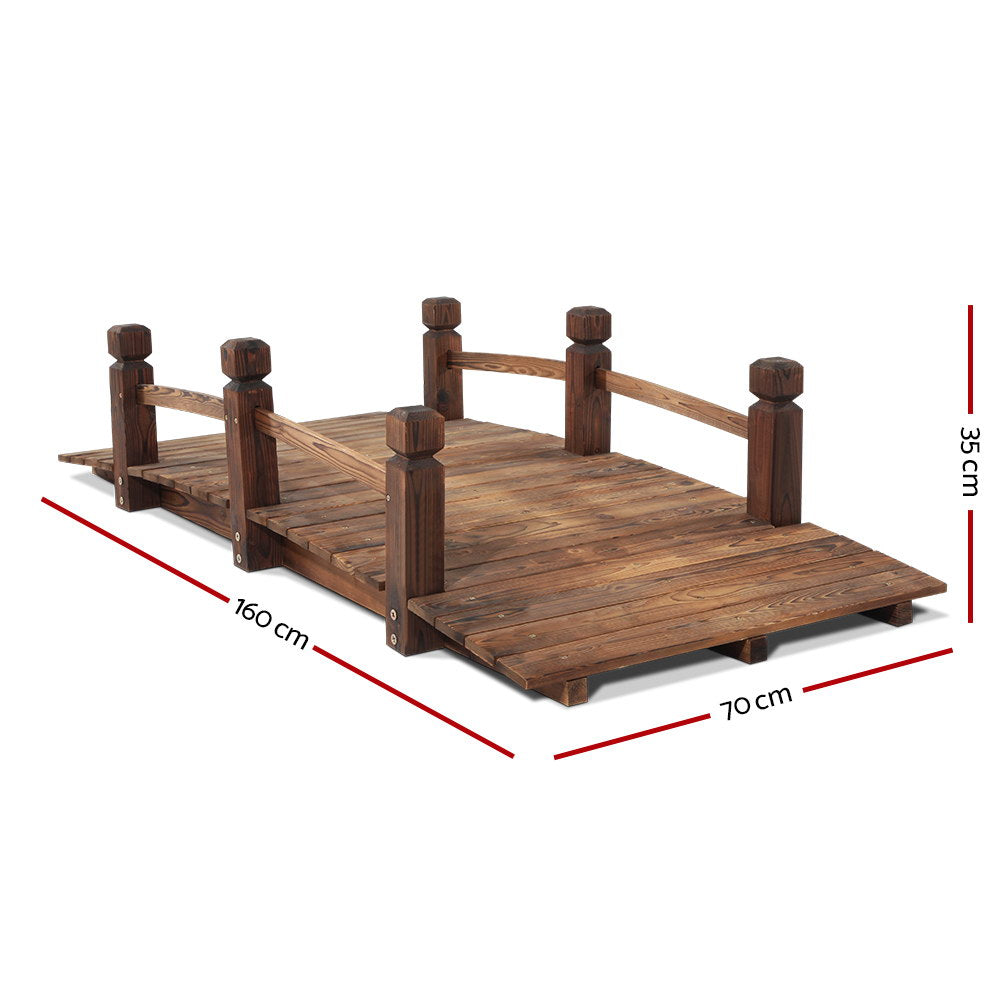 Garden Decor Outdoor Ornament Wooden Bridge 160Cm