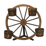 Garden Decor Plant Stand Outdoor Ornament Wooden Wagon Wheel 80Cm