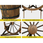 Garden Decor Plant Stand Outdoor Ornament Wooden Wagon Wheel 80Cm