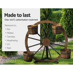 Garden Decor Plant Stand Outdoor Ornament Wooden Wagon Wheel 80Cm