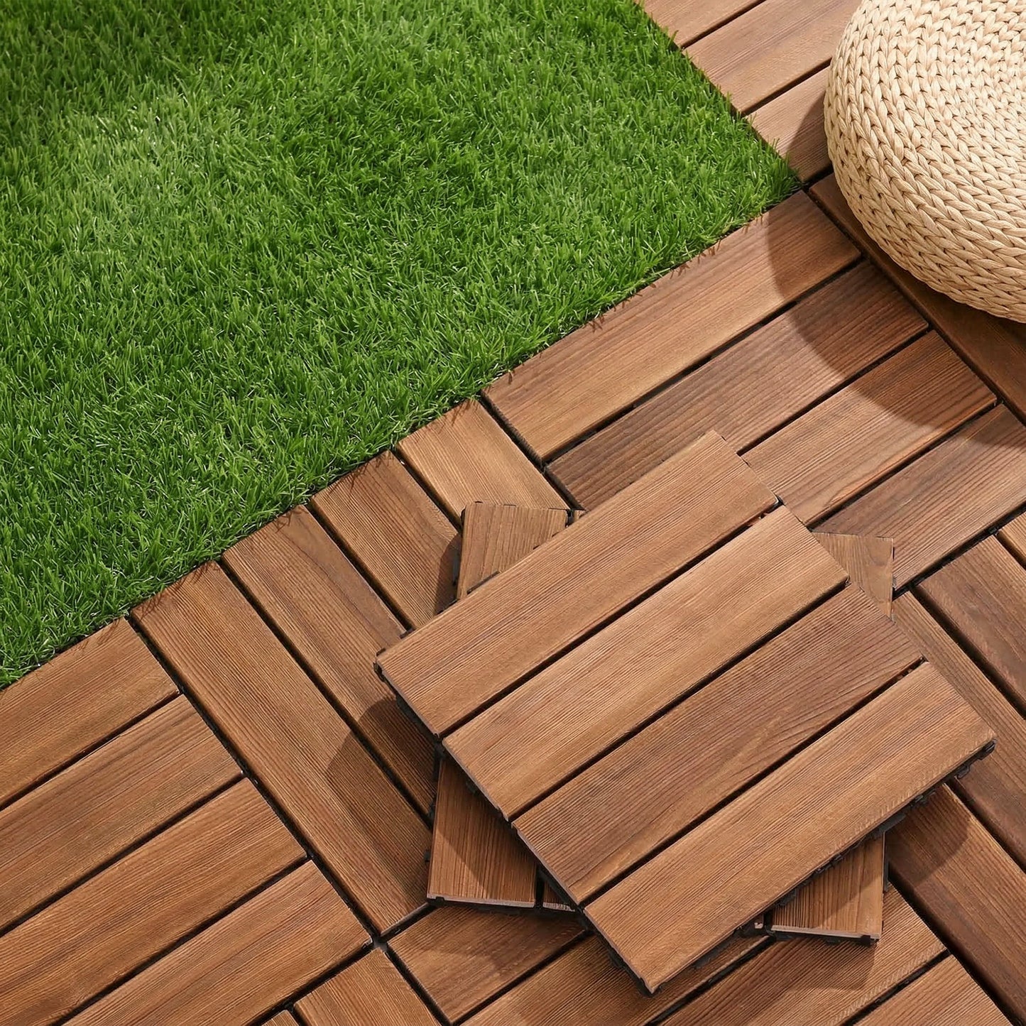 Interlocking Wood Deck Tiles 30x30cm 10 Pack | HomeAndLiving