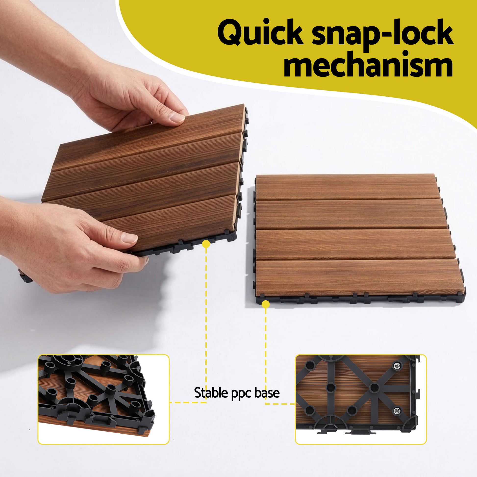 Interlocking Wood Deck Tiles 30x30cm 10 Pack | HomeAndLiving