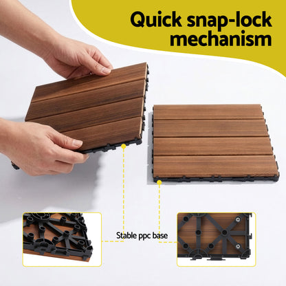 Interlocking Wood Deck Tiles 30x30cm 10 Pack | HomeAndLiving