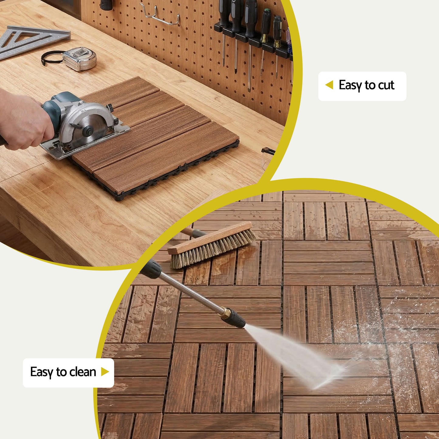 Interlocking Wood Deck Tiles 30x30cm 10 Pack | HomeAndLiving
