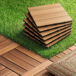 Interlocking Wood Deck Tiles 27 Pack 30x30cm | HomeAndLiving