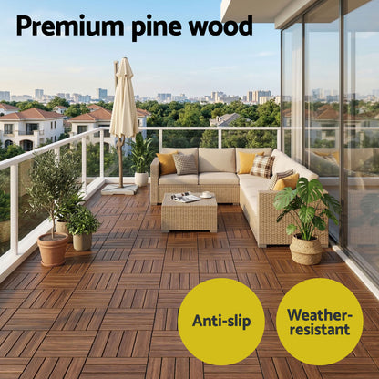 Interlocking Wood Deck Tiles 27 Pack 30x30cm | HomeAndLiving