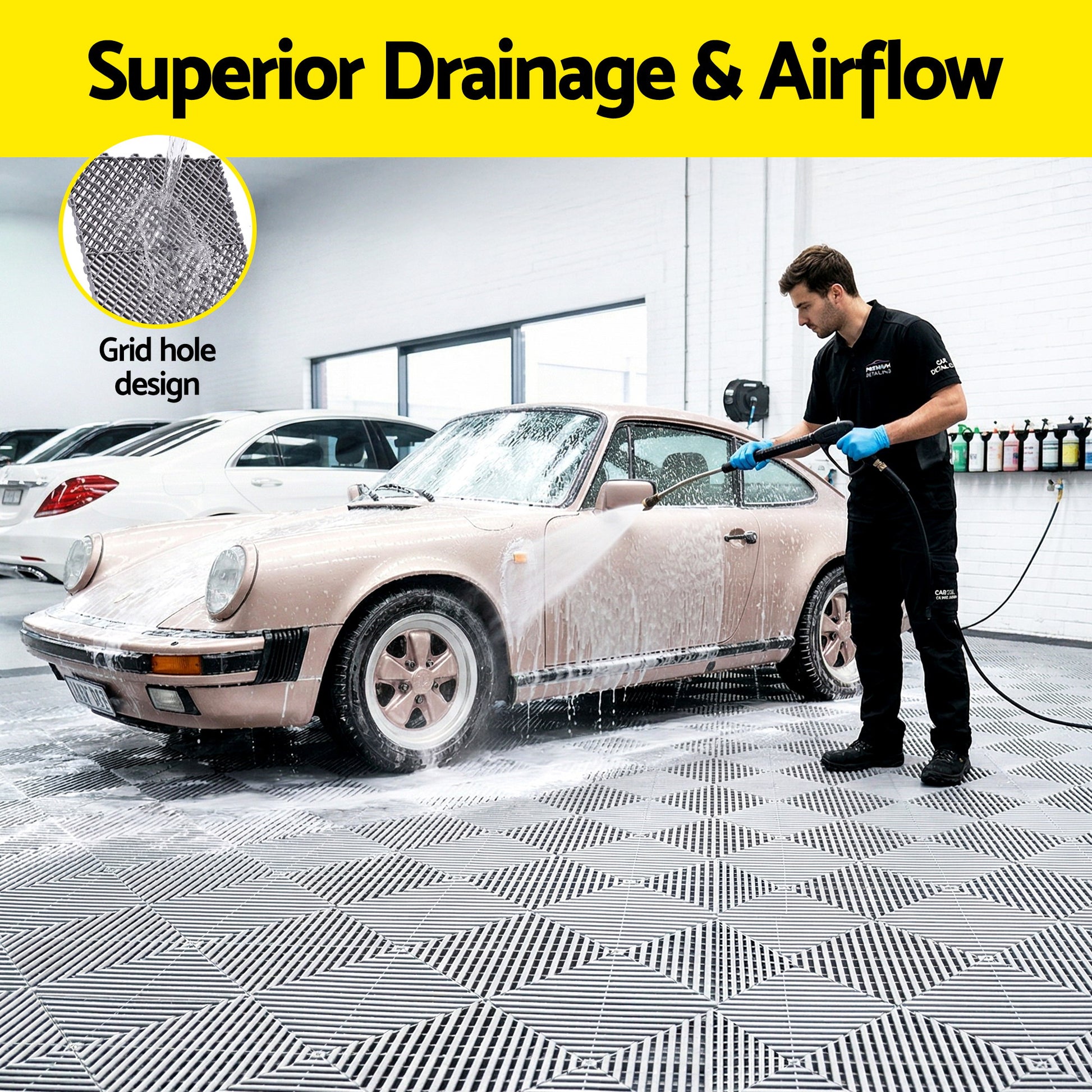 Interlocking Garage Floor Tiles 20pc Drainage | HomeAndLiving