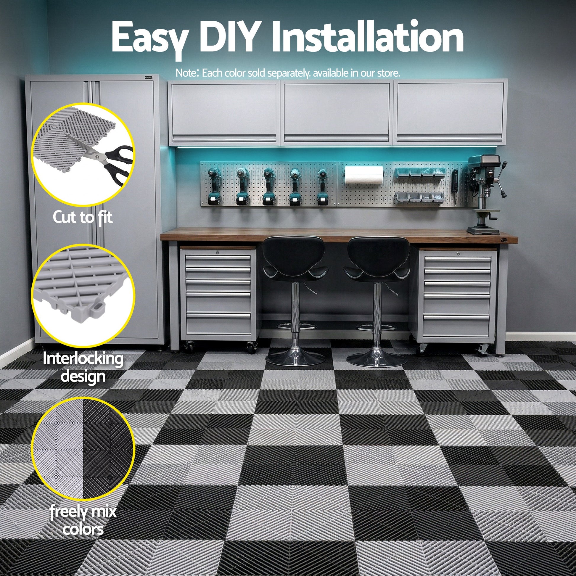 Interlocking Garage Floor Tiles 20pc Drainage | HomeAndLiving