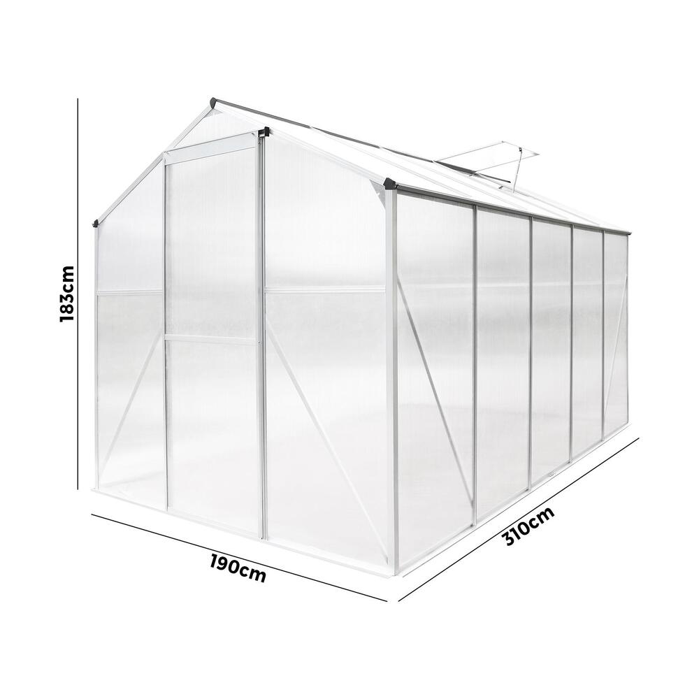 3.1x1.9M Greenhouse Retreat: Aluminium Elegance