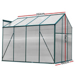 Greenhouse 2.52x1.9x1.83M Aluminium Polycarbonate Green House Garden Shed