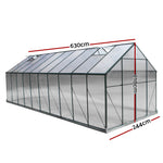 6.3x2.44m Aluminium Greenhouse - Polycarbonate Shed