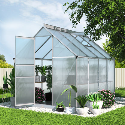 Greenhouse 2.42x1.9x1.95M Aluminium Polycarbonate Green House Garden Shed