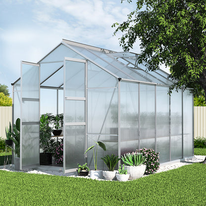 Greenhouse 3x2.5x2.26M Double Doors Aluminium Green House Garden Shed
