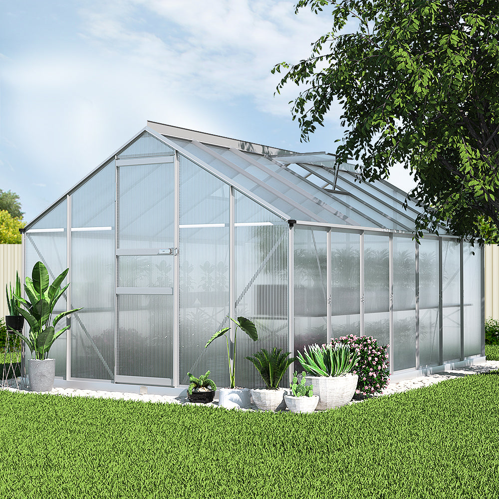 Greenhouse 4.2x2.5x1.95M Aluminium Polycarbonate Green House Garden Shed