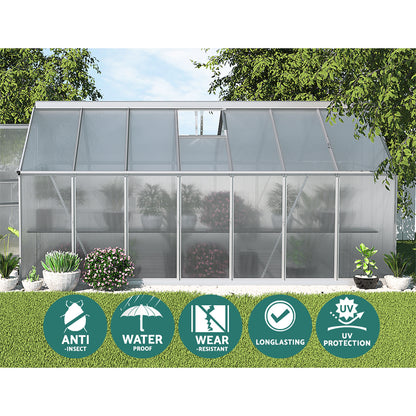 Greenhouse 4.2x2.5x1.95M Aluminium Polycarbonate Green House Garden Shed