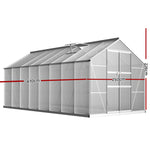 Greenhouse 4.7x2.5x2.26M Double Doors Aluminium Green House Garden Shed