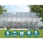 Greenhouse 4.7x2.5x2.26M Double Doors Aluminium Green House Garden Shed