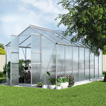 Greenhouse 4.7x2.5x2.26M Double Doors Aluminium Green House Garden Shed