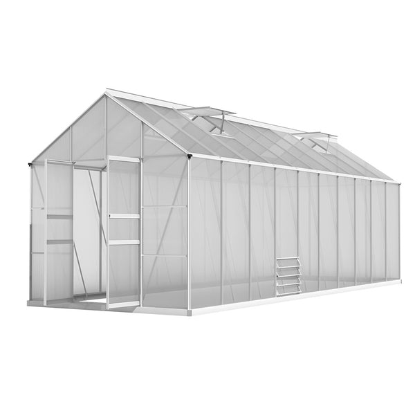  Greenhouse Aluminium Large Green House Garden Shed 6X2.4M