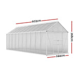 Greenhouse Aluminium Large Green House Garden Shed 6X2.4M