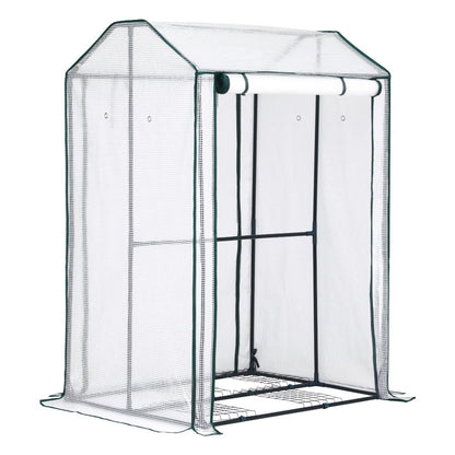 Mini Greenhouse PE Cover Green House Roll-Up Zippered Door 1.0x0.8x1.5M