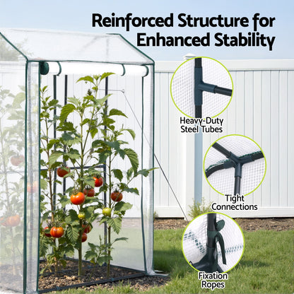 Mini Greenhouse PE Cover Green House Roll-Up Zippered Door 1.0x0.8x1.5M